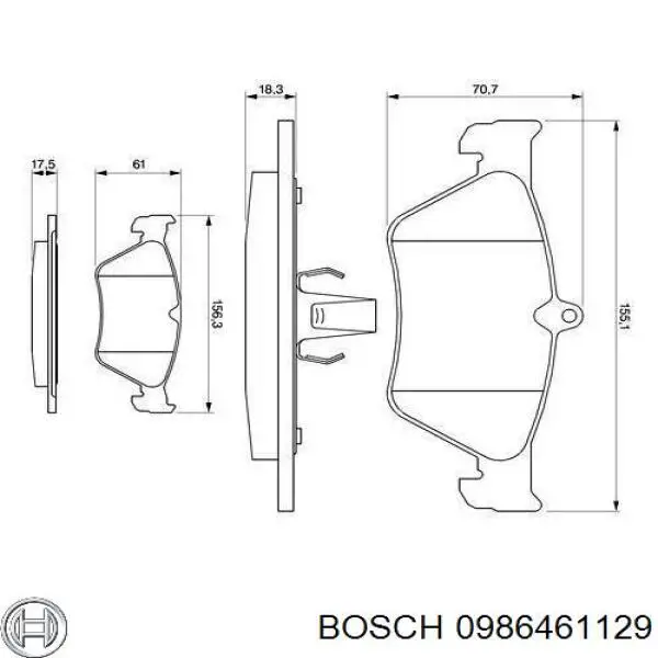 0986461129 Bosch колодки тормозные передние дисковые