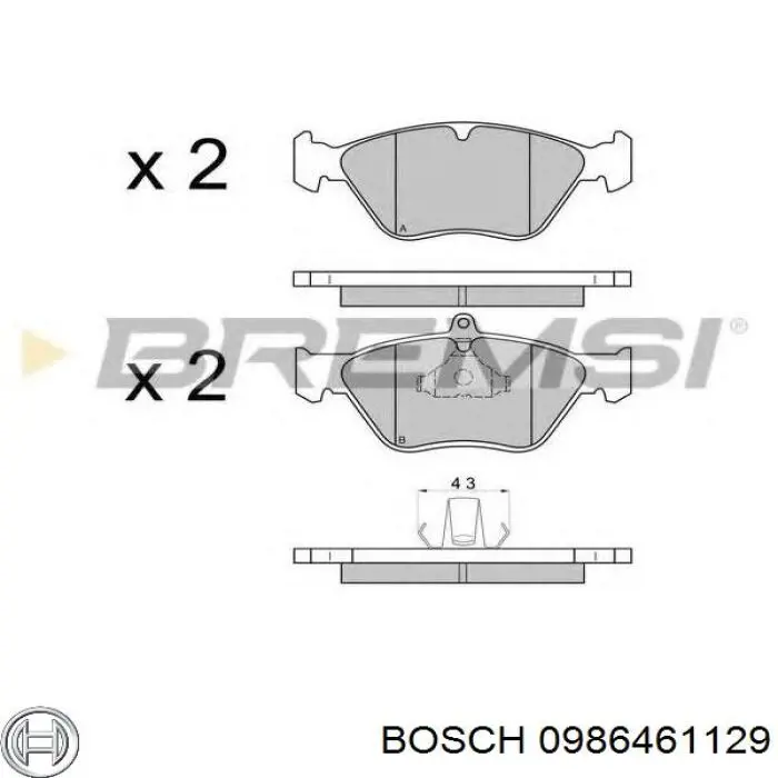 Передние тормозные колодки 0986461129 Bosch