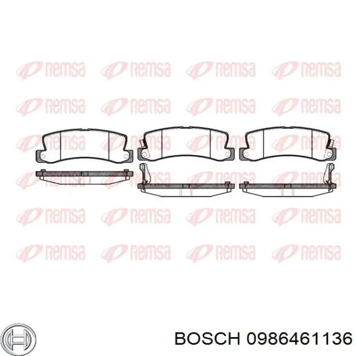 Купить 0986461136 Bosch Колодки тормозные задние, дисковые