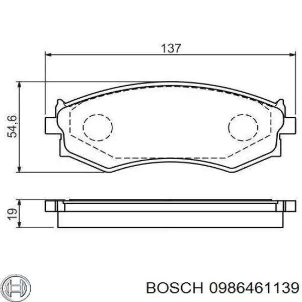 Колодки гальмівні передні, дискові 0986461139 Bosch