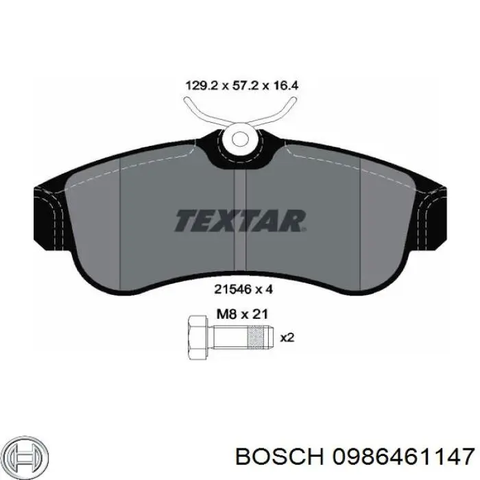 Колодки гальмівні передні, дискові 0986461147 Bosch