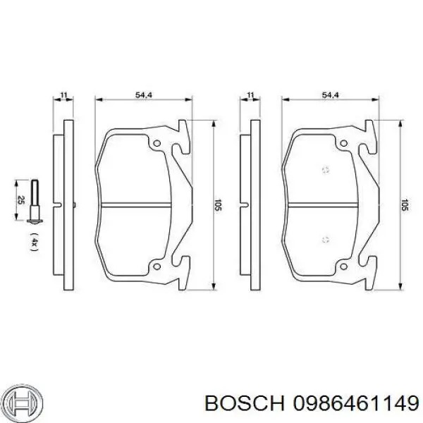 0986461149 Bosch колодки тормозные задние дисковые