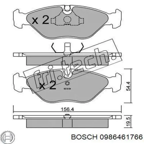 Передние тормозные колодки 0986461766 Bosch