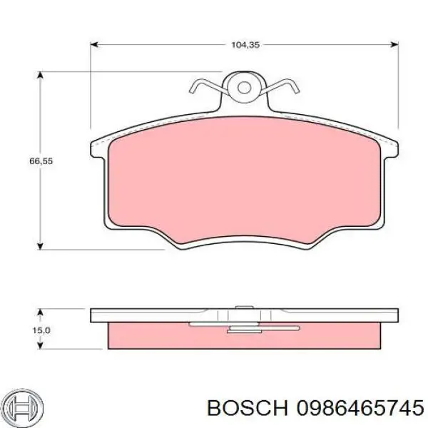 Передние тормозные колодки 0986465745 Bosch