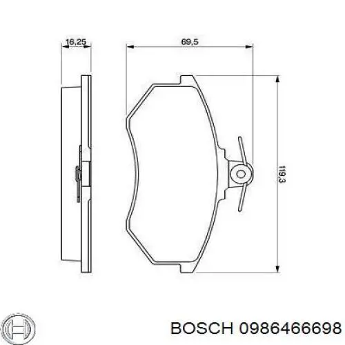 0 986 466 698 Bosch колодки тормозные передние дисковые
