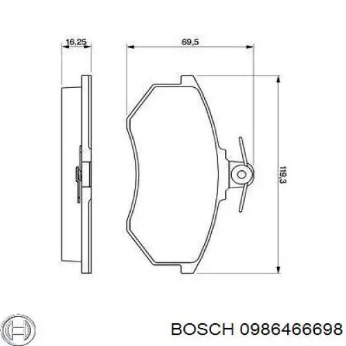 Передние тормозные колодки 0986466698 Bosch