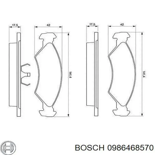 0986468570 Bosch колодки тормозные передние дисковые