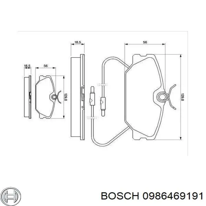 Передние тормозные колодки 0986469191 Bosch