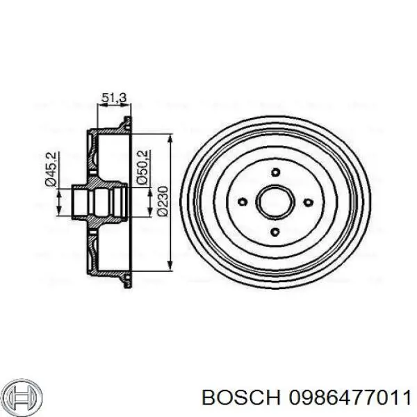 Тормозной барабан 0986477011 Bosch