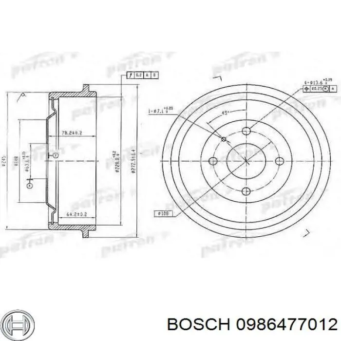 Купить 0986477012 Bosch Тормозной барабан