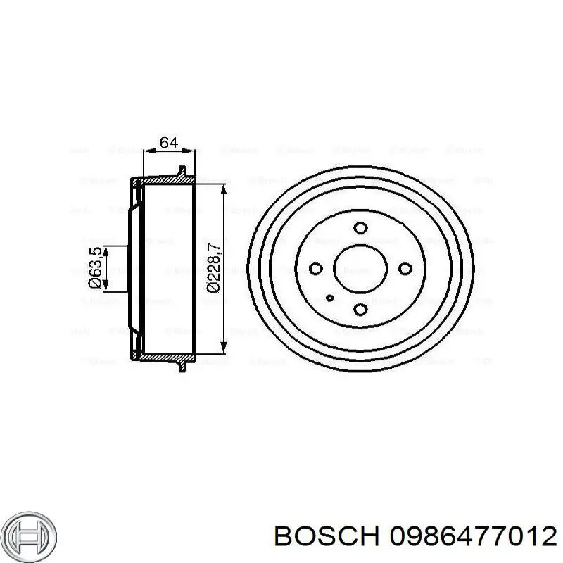 Тормозной барабан 0986477012 Bosch