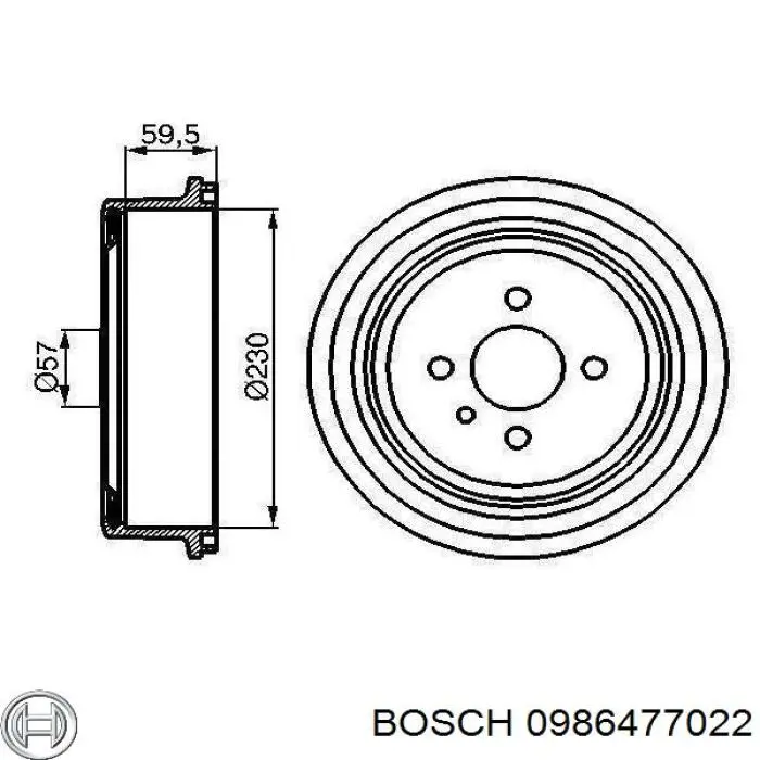 Барабан гальмівний задній 0986477022 Bosch