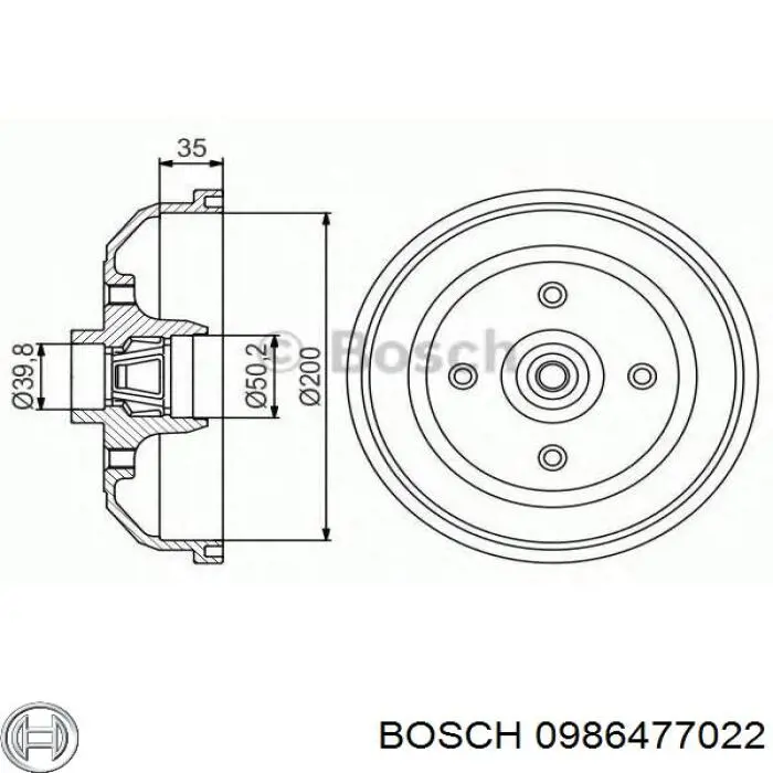 Барабан тормозной задний Bosch 0986477022 цена, от 55.11 USD