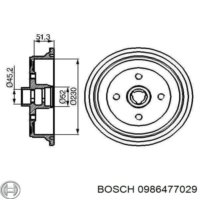 Freno de tambor trasero 0986477029 Bosch