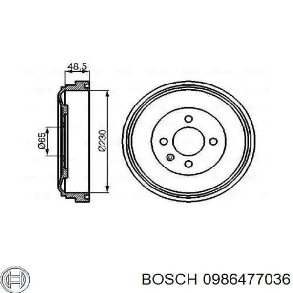 Тормозной барабан 0986477036 Bosch