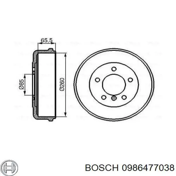 Freno de tambor trasero 0986477038 Bosch