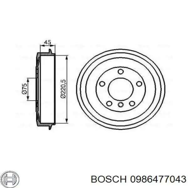 Тормозной барабан 0986477043 Bosch