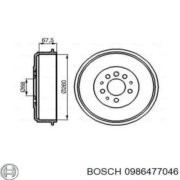 0986477046 Bosch Тормозной барабан