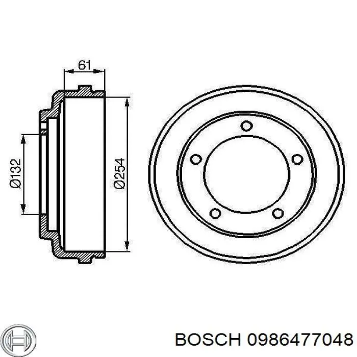 Тормозной барабан 0986477048 Bosch