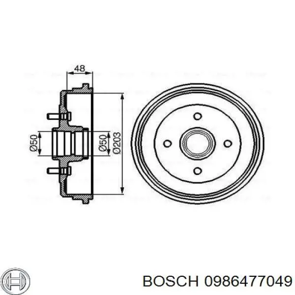 Тормозной барабан 0986477049 Bosch