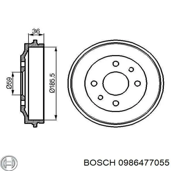 Freno de tambor trasero 0986477055 Bosch