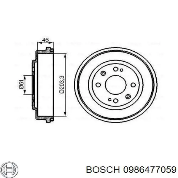 0986477059 Bosch барабан тормозной задний