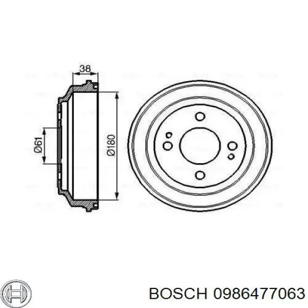 Тормозной барабан 0986477063 Bosch