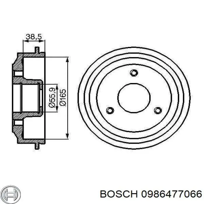 Тормозной барабан 0986477066 Bosch