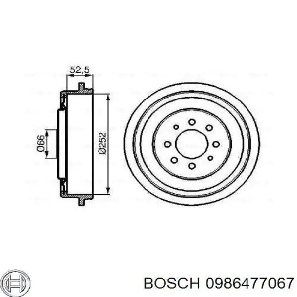 Тормозной барабан 0986477067 Bosch
