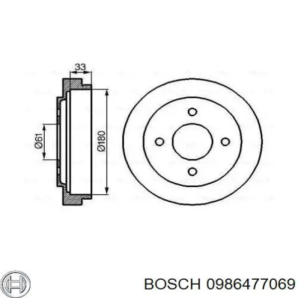 Тормозной барабан 0986477069 Bosch