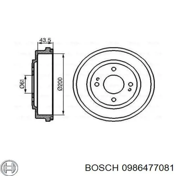 Тормозной барабан 0986477081 Bosch