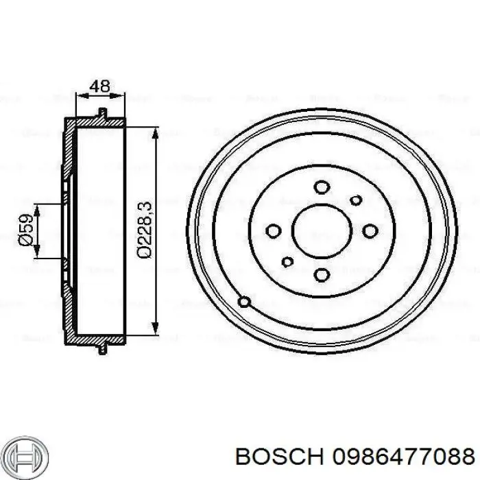 0986477088 Bosch барабан тормозной задний