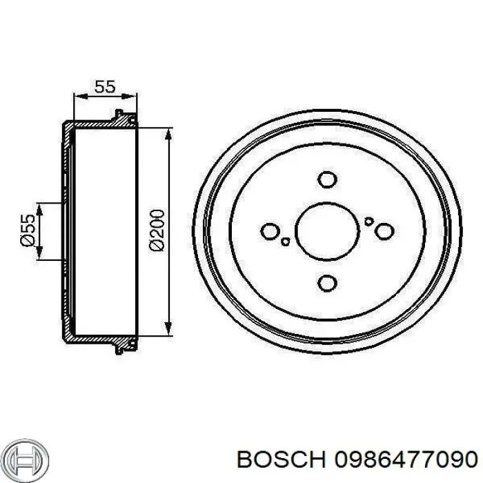 Тормозной барабан 0986477090 Bosch