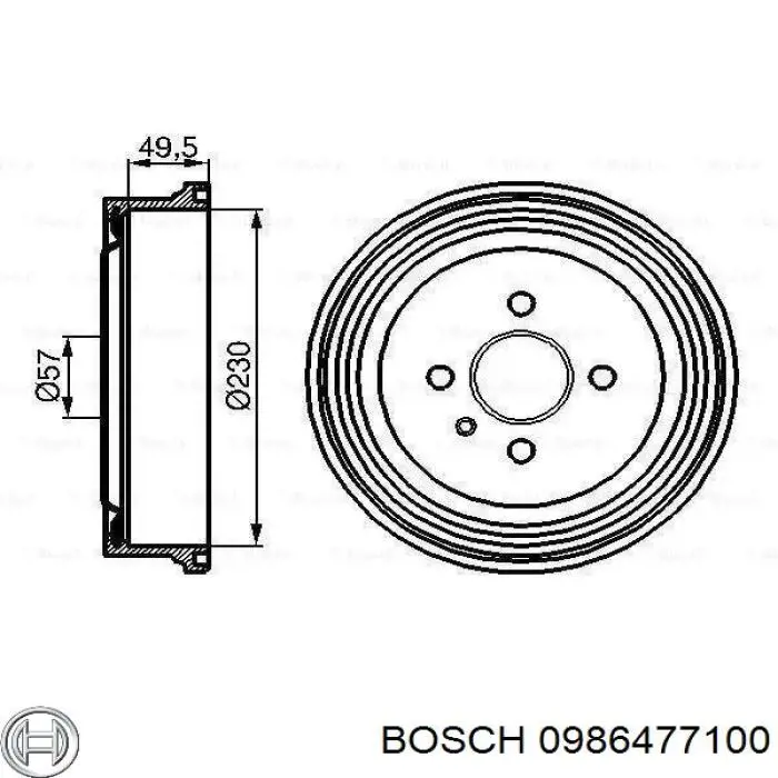 0986477100 Bosch барабан тормозной задний