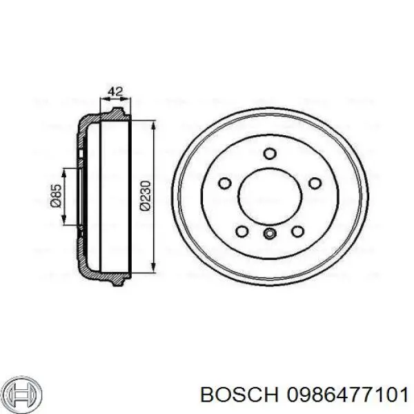 0986477101 Bosch барабан тормозной задний