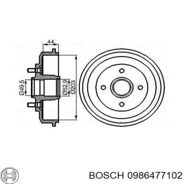 Тормозной барабан 0986477102 Bosch