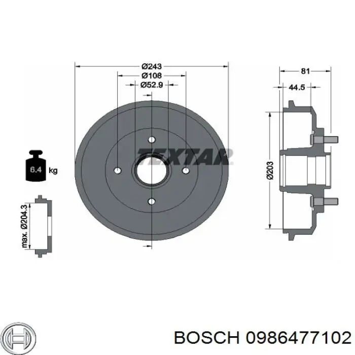 Задний барабан Bosch 0986477102