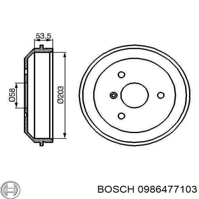 Тормозной барабан 0986477103 Bosch