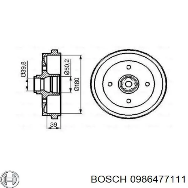 Барабан тормозной задний Bosch 0986477111
