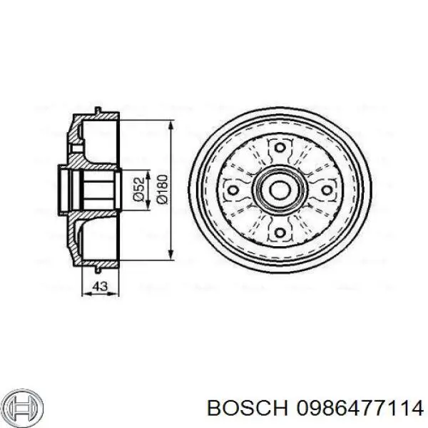 Тормозной барабан 0986477114 Bosch