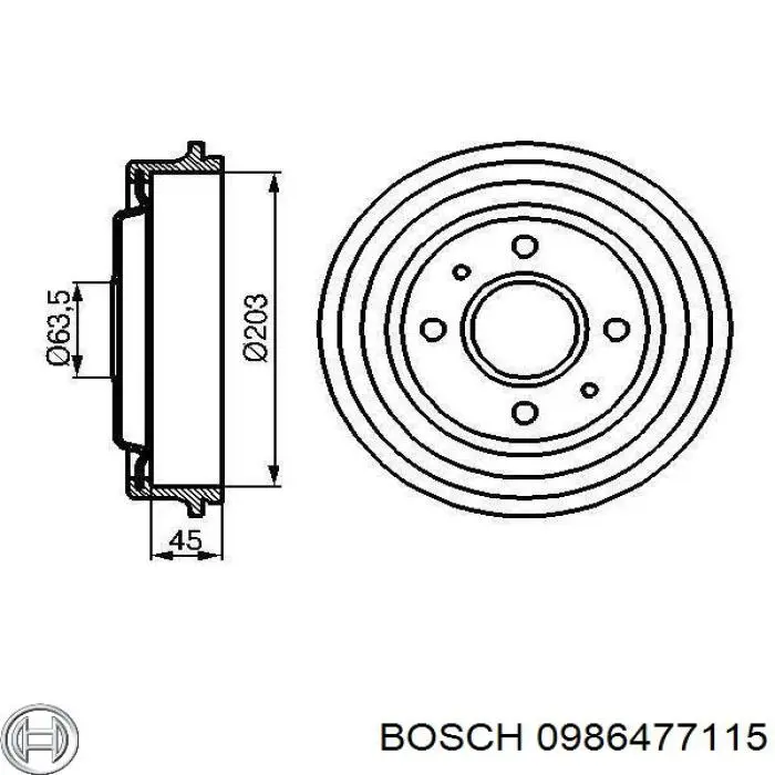 Тормозной барабан 0986477115 Bosch