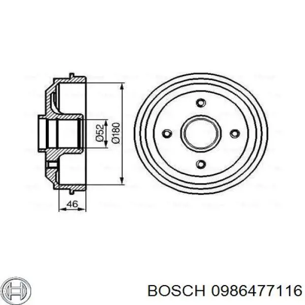 Барабан тормозной задний Bosch 0986477116