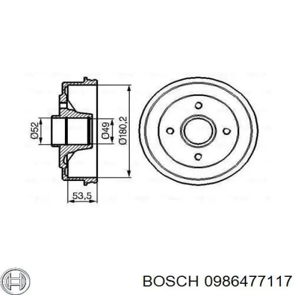 Тормозной барабан 0986477117 Bosch