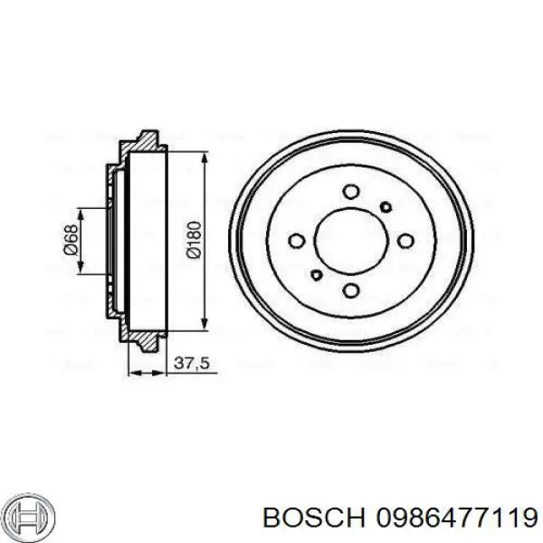 Тормозной барабан 0986477119 Bosch