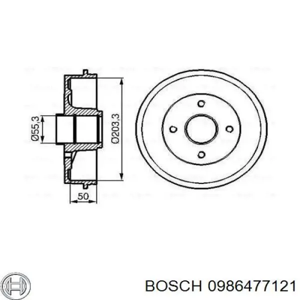 Тормозной барабан 0986477121 Bosch