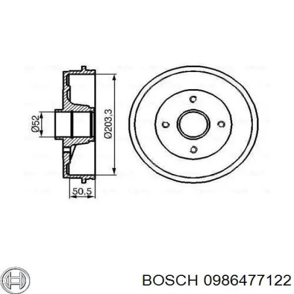 Тормозной барабан 0986477122 Bosch