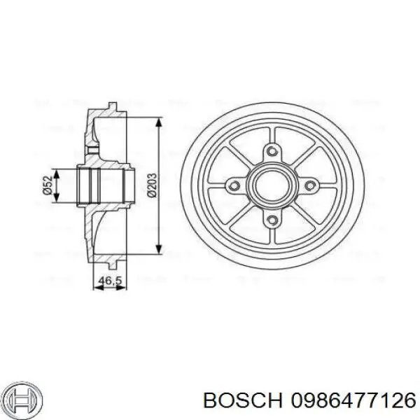 Тормозной барабан 0986477126 Bosch