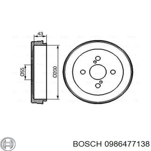 Тормозной барабан 0986477138 Bosch