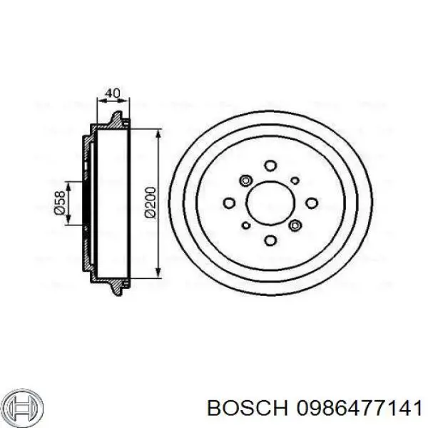 Тормозной барабан 0986477141 Bosch