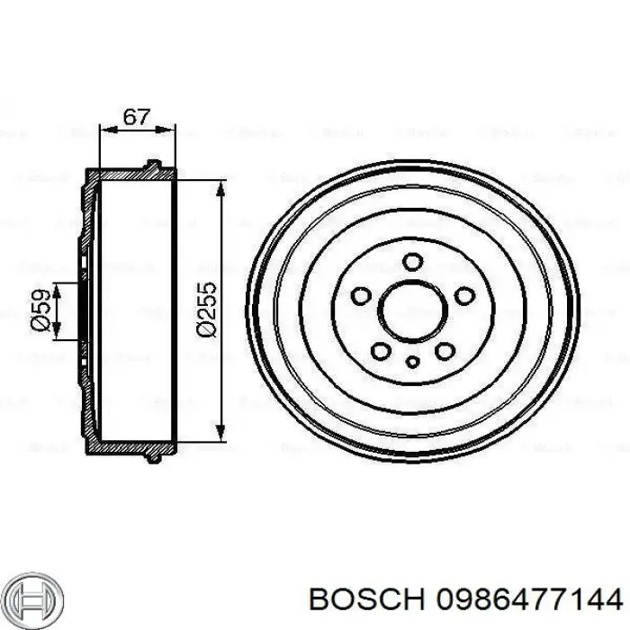 Тормозной барабан 0986477144 Bosch